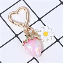 Cute Strawberry Keychain,cherry Bag Charms,Heart Flower Key chains Accessories Decor for Girls Purse Gifts Bag Pendant