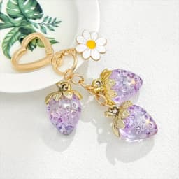 Cute Strawberry Keychain,cherry Bag Charms,Heart Flower Key chains Accessories Decor for Girls Purse Gifts Bag Pendant