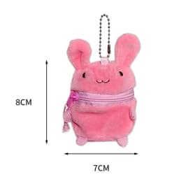 Cute Pink Fluffy Rabbit Coin Purse Keychain Cartoon Plush Doll Bag Charm Kawaii Mini Wallet Pendant Festival Gift