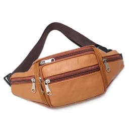 Men's Top-Grain Cowhide Genuine Leather Fanny Pack Multi-Pocket Casual Crossbody Waist Bag for Outdoor Travel And Daily Use