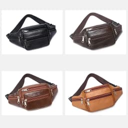 Men's Top-Grain Cowhide Genuine Leather Fanny Pack Multi-Pocket Casual Crossbody Waist Bag for Outdoor Travel And Daily Use