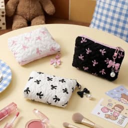 Cute Bowknot Cosmetic Bag High Appearance Level Portable Clutch Multi Functional Storage Pouch Advanced Sense Mini Coin Purse