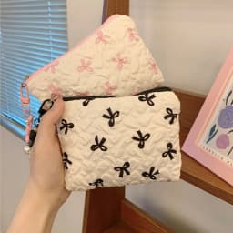 Cute Bowknot Cosmetic Bag High Appearance Level Portable Clutch Multi Functional Storage Pouch Advanced Sense Mini Coin Purse