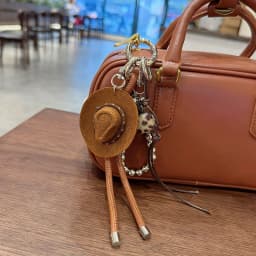 Lucky Cowboy Hat Keychain Pendant Handmade Braided Rope Faux Leather Charm Good Fortune Blessing Decor For Car Keys Bag Purse