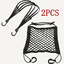 2Pcs/Set Travel and Cycling New Energy Binding Straps, Fixed Net, Elastic Motorcycle and Bicycle Hook Rope/Helmet Net Strap, Elastic Strap, Black Mesh Luggage Organizer, Secure Storage