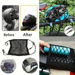 2Pcs/Set Travel and Cycling New Energy Binding Straps, Fixed Net, Elastic Motorcycle and Bicycle Hook Rope/Helmet Net Strap, Elastic Strap, Black Mesh Luggage Organizer, Secure Storage