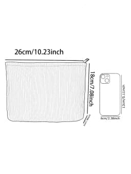 1pc, Branch Bird Pattern Corduroy Zipper Makeup Bag, Lightweight and Multifunctional Cosmetic Storage Bag