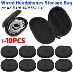 1-10PCS Wired Earphones Storage Bag Universal Wired Headphones Carrying Case PU Storage Box Organizer Bag for KZ BA10 AS10 ES4