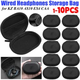 1-10PCS Wired Earphones Storage Bag Universal Wired Headphones Carrying Case PU Storage Box Organizer Bag for KZ BA10 AS10 ES4