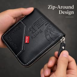 Men's Wallet Made of PU Wax Oil Skin Purse for Men Coin Purse Short Male Card Holder Wallets Zipper Around Money Coin Purse New