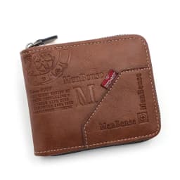 Men's Wallet Made of PU Wax Oil Skin Purse for Men Coin Purse Short Male Card Holder Wallets Zipper Around Money Coin Purse New