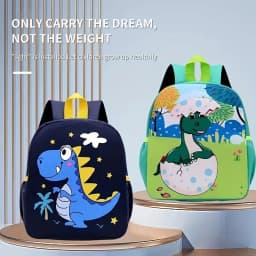 Kindergarten children's printed schoolbag, dinosaur and small animal design, boys' and girls' back-to-school season canvas double backpack