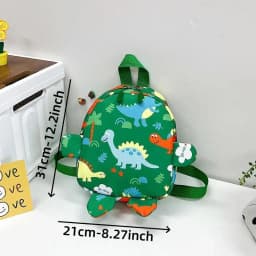 Kindergarten children's printed schoolbag, dinosaur and small animal design, boys' and girls' back-to-school season canvas double backpack