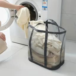 Nylon Mesh Laundry Basket Foldable Dirty Clothes Storage Bag Suitable for Bedroom Bathroom  Portable Independent Laundry Hamper
