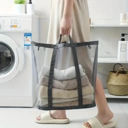 Nylon Mesh Laundry Basket Foldable Dirty Clothes Storage Bag Suitable for Bedroom Bathroom  Portable Independent Laundry Hamper