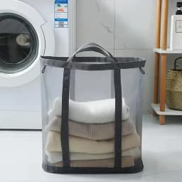 Nylon Mesh Laundry Basket Foldable Dirty Clothes Storage Bag Suitable for Bedroom Bathroom  Portable Independent Laundry Hamper