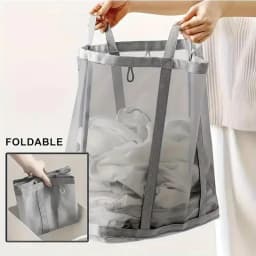 Nylon Mesh Laundry Basket Foldable Dirty Clothes Storage Bag Suitable for Bedroom Bathroom  Portable Independent Laundry Hamper