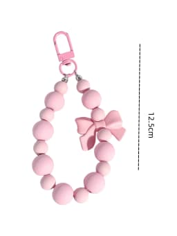 Pink Pearl Bow Keychain, Mobile Phone Chain, Earphone Bag, Anti-Lost Rope, Car Keychain, Beaded Pendant, Backpack Pendant Access