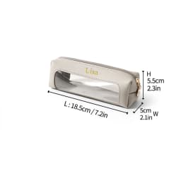 Customized letter pu leather pen case, pvc storage bag, portable transparent large-capacity stationery bag
