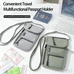 Personal Neck Wallet RFID Blocking Travel Passport Holder Hidden Neck Pouch Super Lightweight Organizer with Adjustable Strap