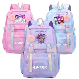 K-pop Demon Hunters Backpacks Fresh Color Printe Female Nylon Simple Large-capacity Schoolbag Ins Buckle Laptop Teens Backpacks