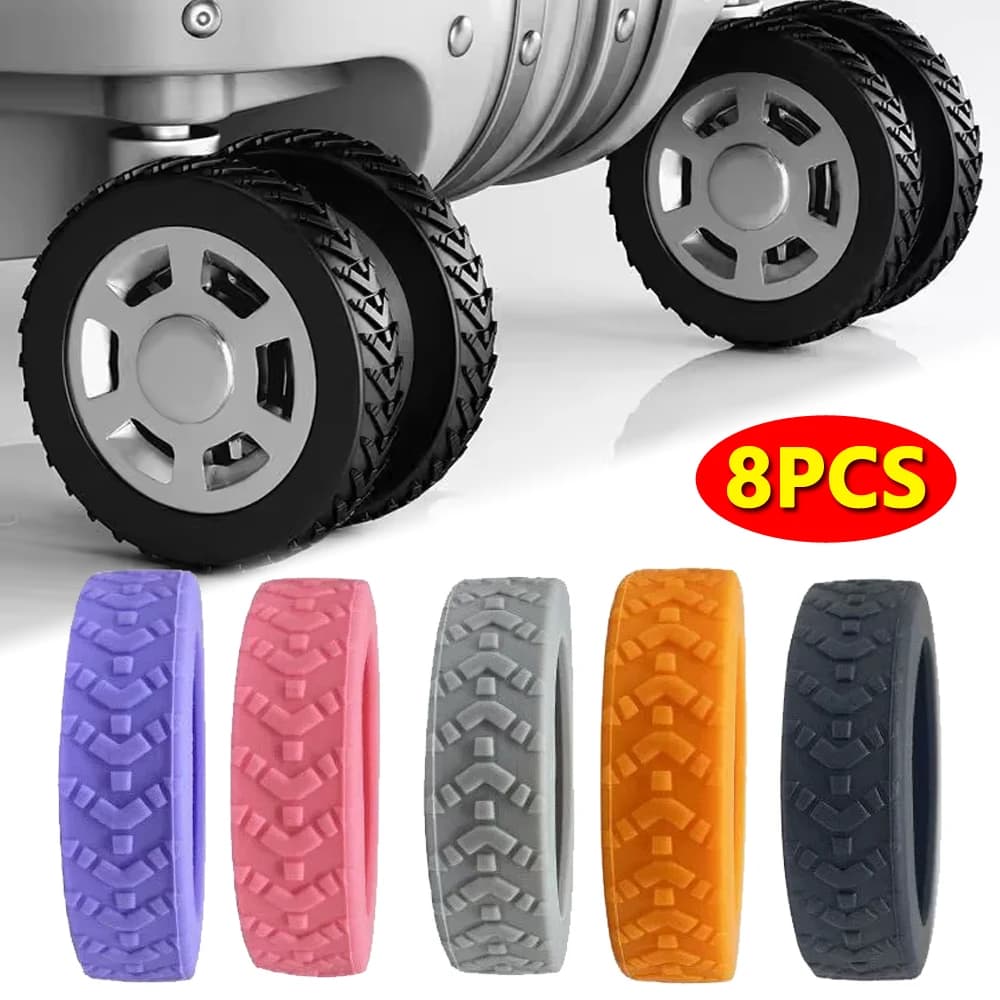 8Pcs Luggage Wheel Protector Suitcase Wheel Protection Cover Thicken Non-slip Wear-resistant Reduce Noise Silicone Casters Cover