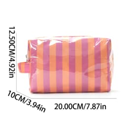 Stylish Pink Strip Makeup Bag Portable Travel Large Capacity Lipstick Storage Bag Handbag Cosmetic Bag Toiletry Bags Girls Gifts