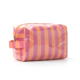 Stylish Pink Strip Makeup Bag Portable Travel Large Capacity Lipstick Storage Bag Handbag Cosmetic Bag Toiletry Bags Girls Gifts