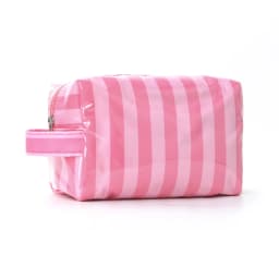 Stylish Pink Strip Makeup Bag Portable Travel Large Capacity Lipstick Storage Bag Handbag Cosmetic Bag Toiletry Bags Girls Gifts