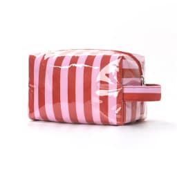 Stylish Pink Strip Makeup Bag Portable Travel Large Capacity Lipstick Storage Bag Handbag Cosmetic Bag Toiletry Bags Girls Gifts