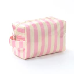 Stylish Pink Strip Makeup Bag Portable Travel Large Capacity Lipstick Storage Bag Handbag Cosmetic Bag Toiletry Bags Girls Gifts