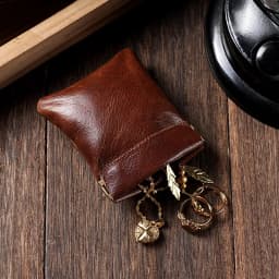 3 Size Options Genuine Leather Squeeze Coin Purse, Automatic Closing Jewelry Pouch, Multi-Size Mini Storage Bag for Small Items
