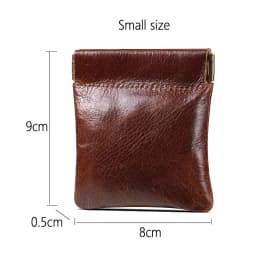 3 Size Options Genuine Leather Squeeze Coin Purse, Automatic Closing Jewelry Pouch, Multi-Size Mini Storage Bag for Small Items