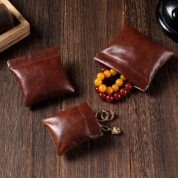 3 Size Options Genuine Leather Squeeze Coin Purse, Automatic Closing Jewelry Pouch, Multi-Size Mini Storage Bag for Small Items