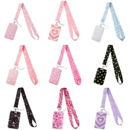 Colorful Heart ID Badge Holder Lanyards Minimalist Style Door Card Case Hanging Rope Neck Strap Keychain Business Card Gift
