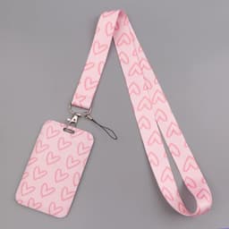 Colorful Heart ID Badge Holder Lanyards Minimalist Style Door Card Case Hanging Rope Neck Strap Keychain Business Card Gift