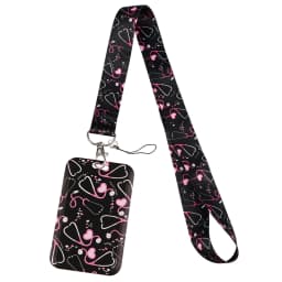 Colorful Heart ID Badge Holder Lanyards Minimalist Style Door Card Case Hanging Rope Neck Strap Keychain Business Card Gift
