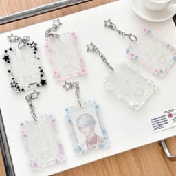 New 3 inch Photocard Holder Acrylic Mini Idol Photo Holder Sparkling Stars Gift Keychains