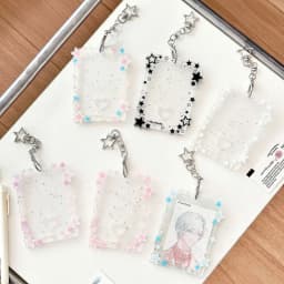 New 3 inch Photocard Holder Acrylic Mini Idol Photo Holder Sparkling Stars Gift Keychains
