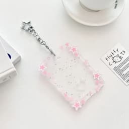 New 3 inch Photocard Holder Acrylic Mini Idol Photo Holder Sparkling Stars Gift Keychains