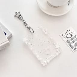 New 3 inch Photocard Holder Acrylic Mini Idol Photo Holder Sparkling Stars Gift Keychains