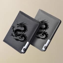 Men's Mini Multi-Functional Wallet Personalized Dragon Pattern PU Leather Credit Card Storage Wallet