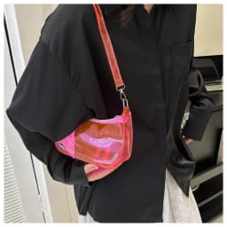Pvc Shoulder Bag Versatile Women'S Underarm Bag Candy Color Handbag Transparent Fashion Shoulder Bag For Dating Commuting