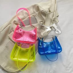 Pvc Shoulder Bag Versatile Women'S Underarm Bag Candy Color Handbag Transparent Fashion Shoulder Bag For Dating Commuting