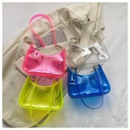 Pvc Shoulder Bag Versatile Women'S Underarm Bag Candy Color Handbag Transparent Fashion Shoulder Bag For Dating Commuting