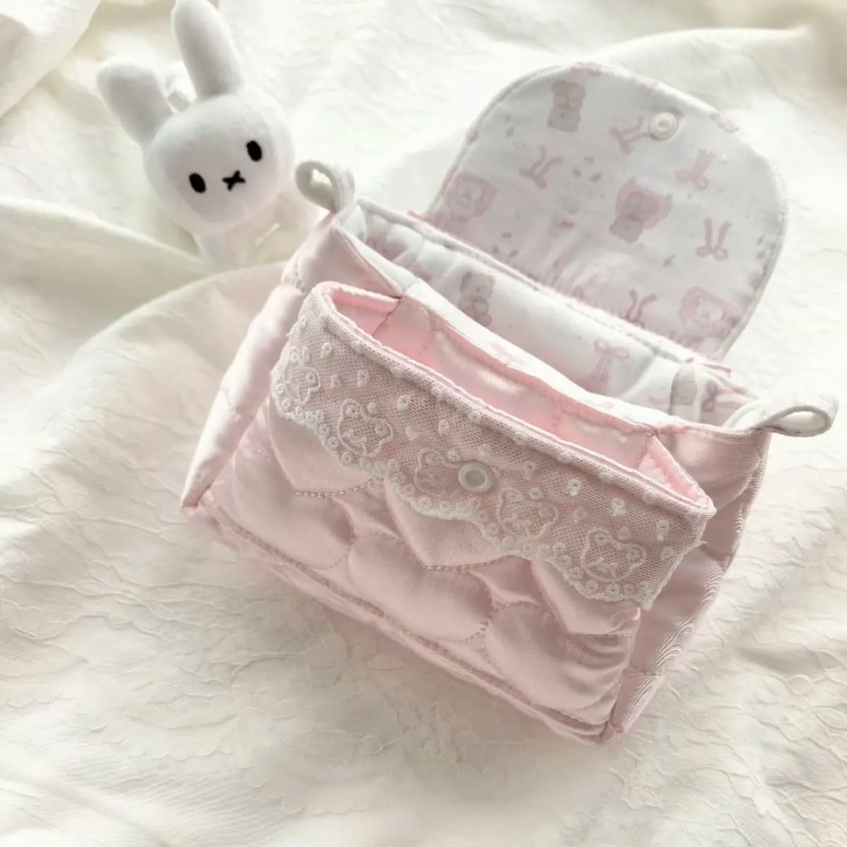 Cute Little Bear Soft Coin Wallet Ins Style High-Value Three-Layer Storage Bag Decorative Bag Earphones Bag Key Pouch for Woman