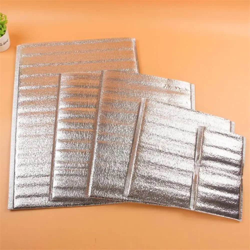 50Pcs/Pack Ice Cold Warm Aluminum Foil Bag Delivery Carrier Drink Storage Insulation Bag with Closure Food Thermal Cooler Bag
