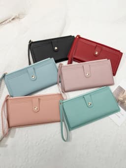 Ultra Thin Mini PU Leather Coin Purse Simple Women's Long Card Bag Multifunctional Handheld Credit Card Holder Women's Wallet