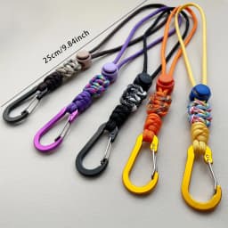 1Pc Water Bottle Holder with Lanyard, Alloy Hook Keychain, Portable Clip for Travel Hiking Backpack Accessory