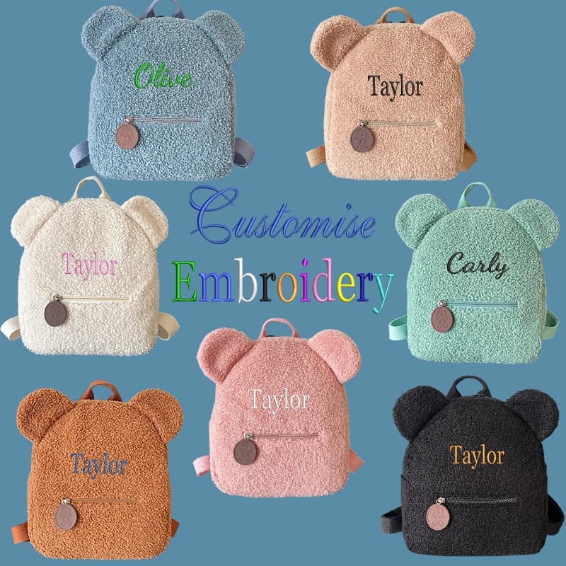 Embroidered Customised Plush Cartoon Teddy Bear Double Shoulder Backpack Casual Backpack Suitable for School Daily Outings Gifts
